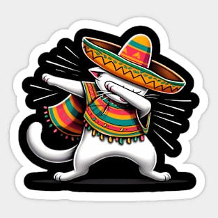 Cinco De Mayo Funny Mexican Cat Sombrero Poncho Sticker